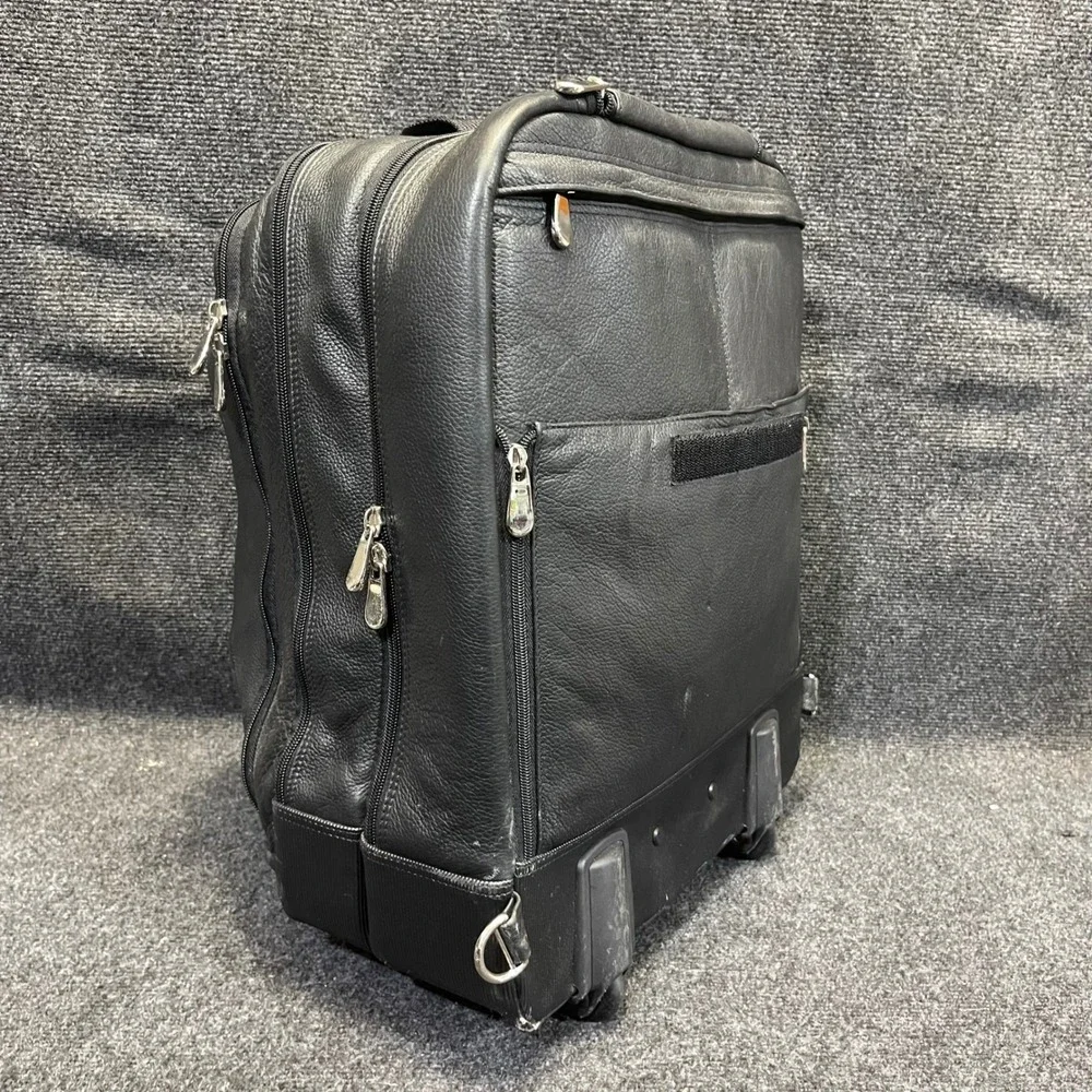 Wilsons Leather Pelle Studio Rolling Laptop Bag Black Briefcase Carry On Luggage